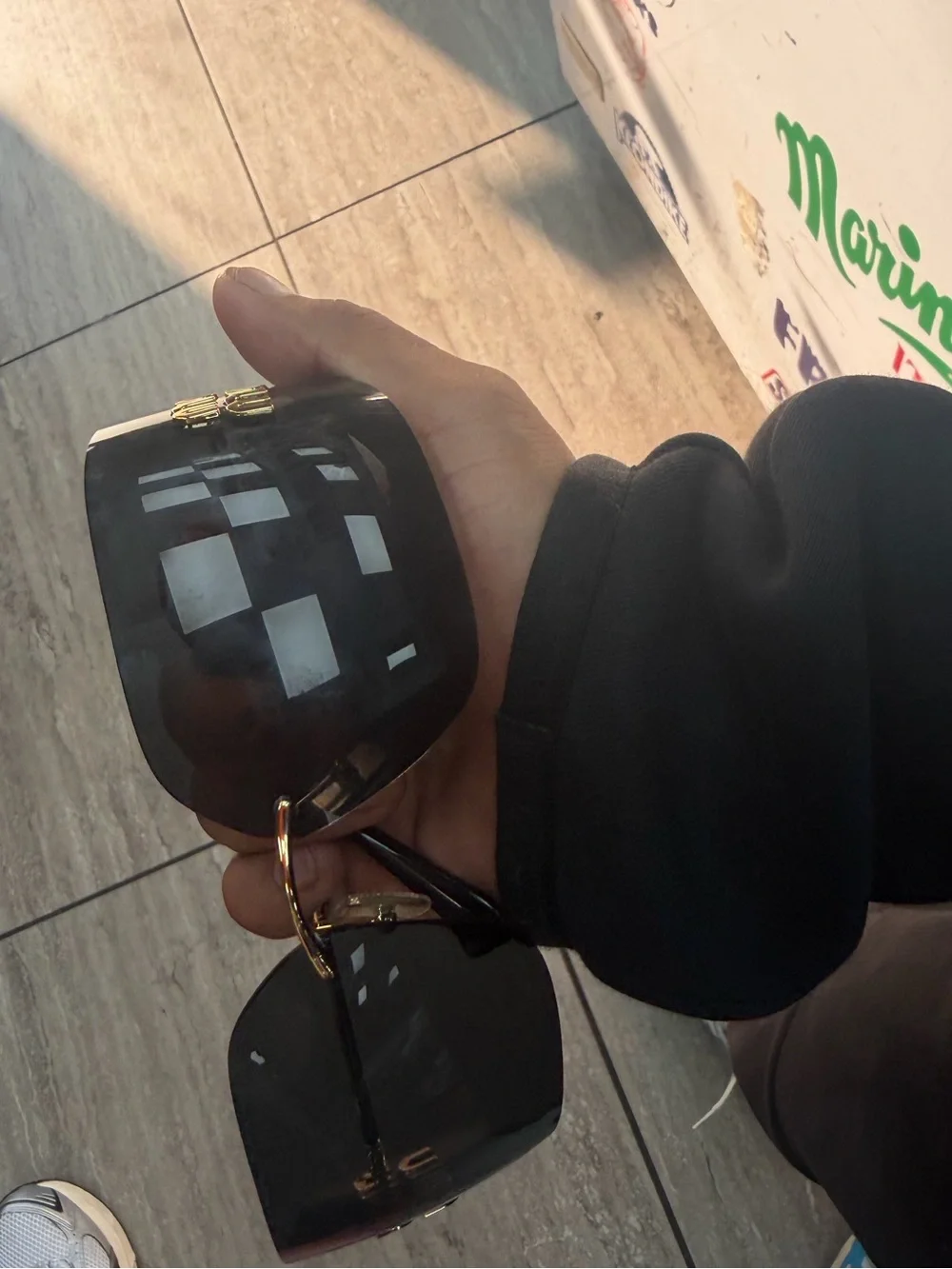 Miu Miu Black Gold Oversized Square Sunglasses
